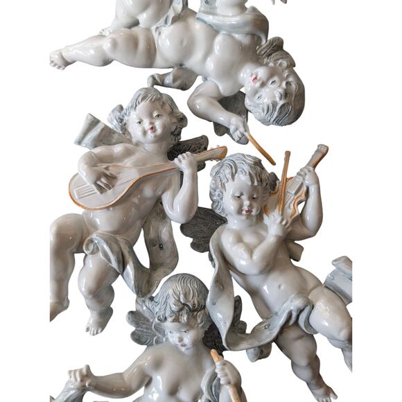 Vintage Musical Cherubs Made in Italy Plastic Wall Ornaments Set of 4 - Picture 2 of 9
